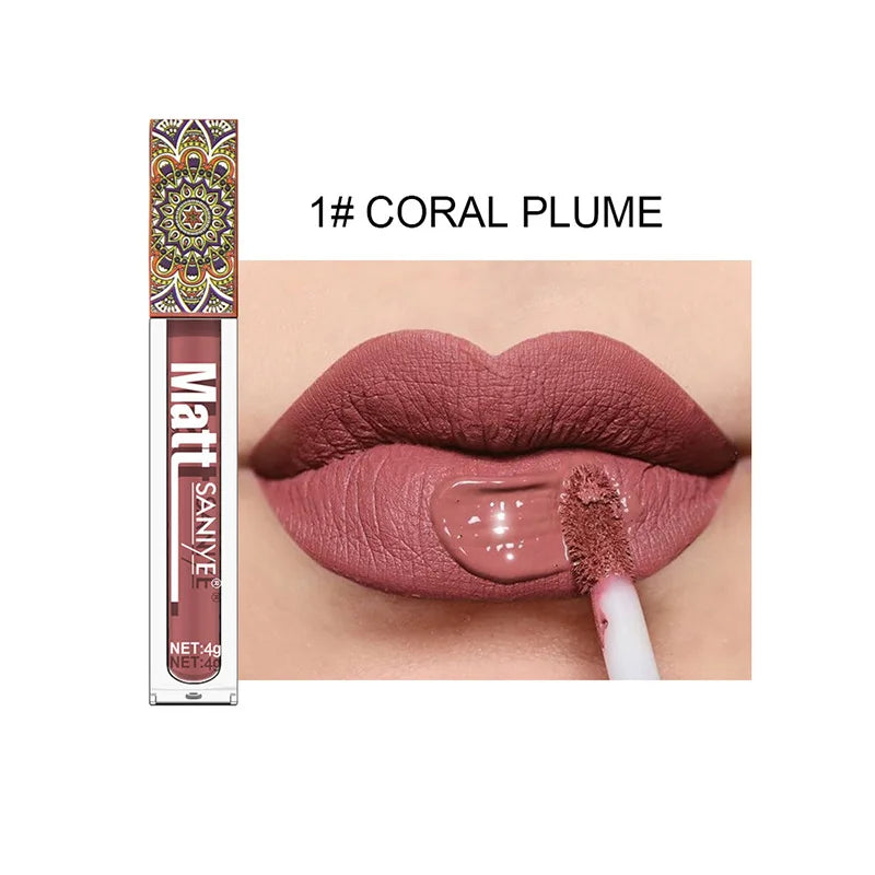 Matte Lip Gloss Set - Pink, Peach & Brown with Mica