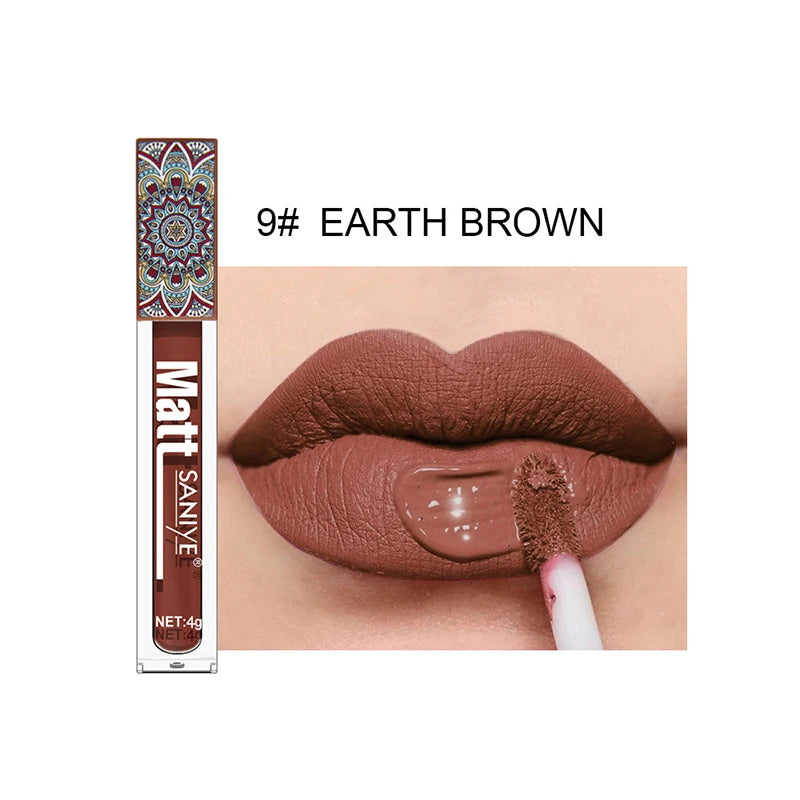 Matte Lip Gloss Set - Pink, Peach & Brown with Mica