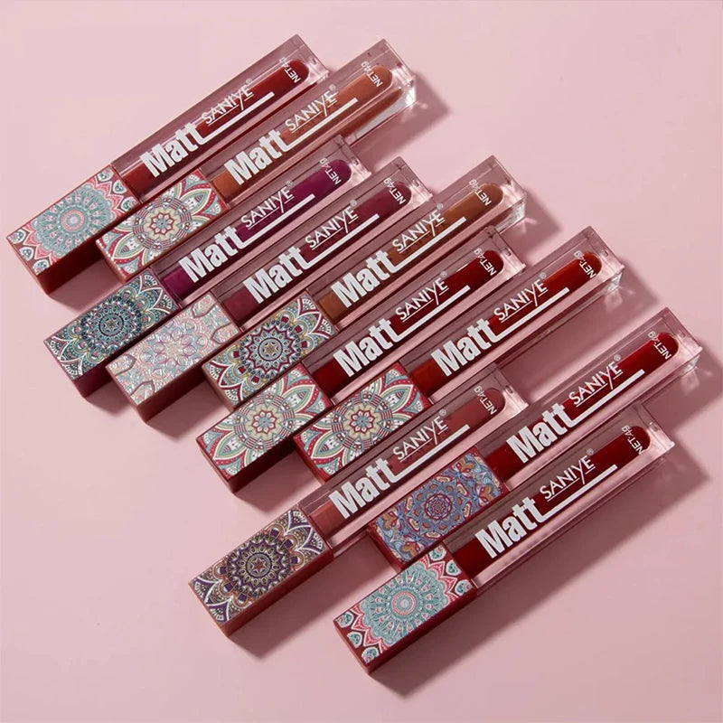 Matte Lip Gloss Set - Pink, Peach & Brown with Mica