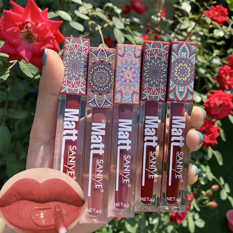Matte Lip Gloss Set - Pink, Peach & Brown with Mica